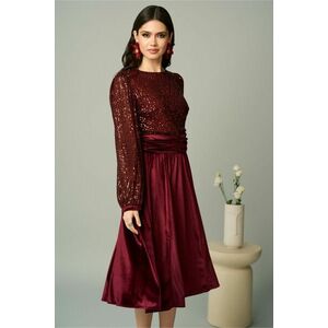 Rochie DY Fashion eleganta din catifea bordo cu bust din paiete imagine