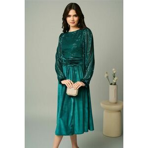 Rochie eleganta verde cu maneci bufante imagine