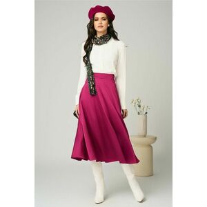 Fusta DY Fashion eleganta midi din satin fucsia imagine