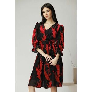 Rochie Ella Collection Linea eleganta din voal cu insertii din catifea rosii imagine