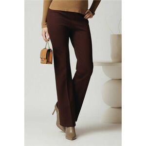 Pantaloni casual din tricot reiat burgundy cu croi evazat imagine