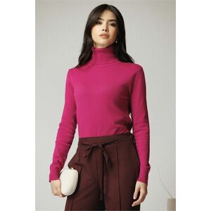 Maleta din tricot fucsia cu guler intors imagine