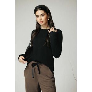 Bluza casual din tricot neagra cu franjuri imagine