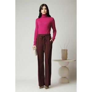 Pantaloni DY Fashion office din stofa bordo cu snur in talie imagine