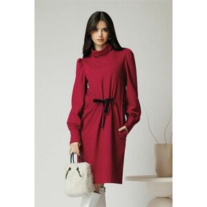 Rochie DY Fashion smart-casual din jerse fucsia cu snur in talie imagine