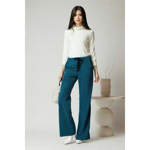 Pantaloni DY Fashion smart-casual din velur turcoaz imagine