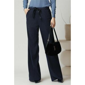 Pantaloni DY Fashion smart-casual din velur bleumarin imagine