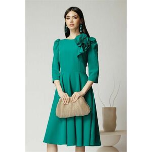 Rochie MBG verde cu floare maxi pe bust imagine