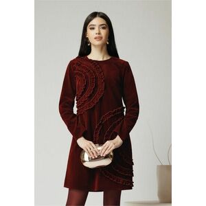 Rochie Moze eleganta din catifea burgundy cu volane imagine