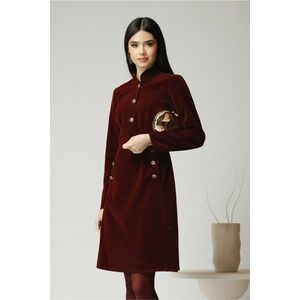 Rochie Moze eleganta din catifea burgundy cu nasturi pe bust si la buzunare imagine