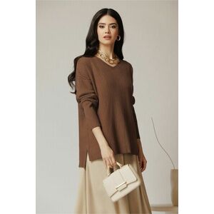 Bluza casual din tricot maro oversize imagine