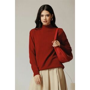 Bluza casual din tricot bordo cu guler imagine