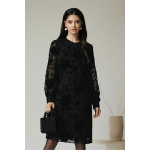 Rochie DY Fashion eleganta din tull neagra cu insertii din catifea si fir lurex argintiu imagine