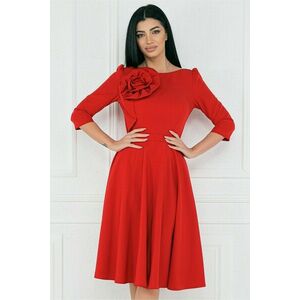 Rochie MBG office din stofa rosie cu floare pe bust imagine