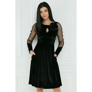 Rochie neagra din catifea cu maneca din tull imagine