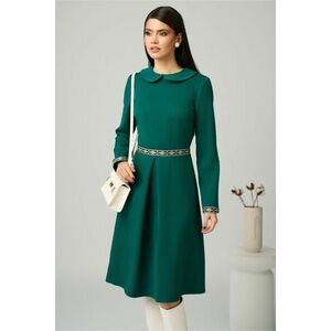 Rochie DY Fashion office din stofa verde cu banda in talie imagine