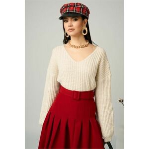 Bluza casual din tricot ivory cu paiete si fir lurex imagine