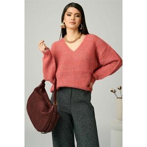 Bluza casual din tricot roz cu fir lurex imagine