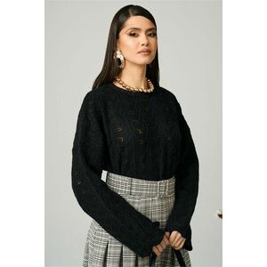 Bluza casual din tricot neagra cu decupaje imagine