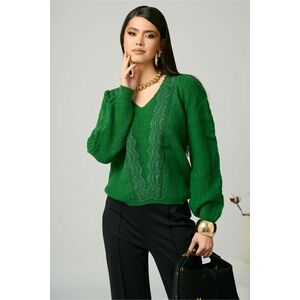 Bluza casual din tricot verde cu dantela imagine