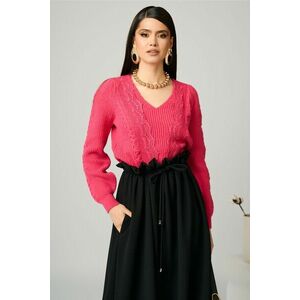 Bluza casual din tricot fucsia cu dantela imagine