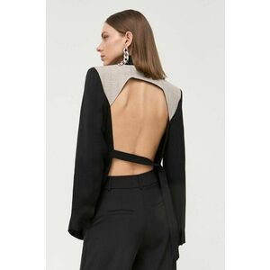 Victoria Beckham geaca de lana culoarea negru, desfacut, neted imagine