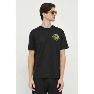 Lacoste tricou din bumbac culoarea negru, cu imprimeu imagine