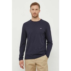 Gant longsleeve din bumbac culoarea albastru marin, neted imagine