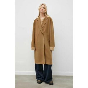 Herskind palton de lana culoarea maro, de tranzitie, oversize imagine