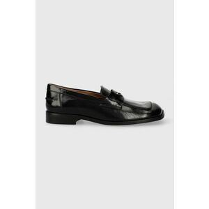 BOSS mocasini de piele Aysha femei, culoarea negru, cu toc plat, 50512997 imagine