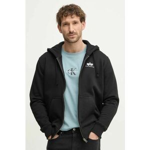 Alpha Industries bluză Basic Zip Hoody SL bărbați, culoarea negru, cu glugă, cu imprimeu 118342.03-black imagine