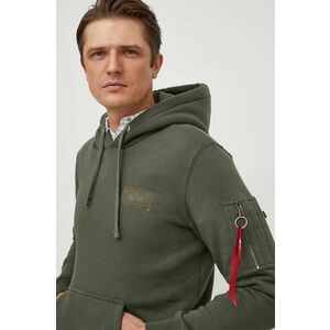 Alpha Industries bluză bărbați, culoarea verde, cu glugă, cu imprimeu imagine