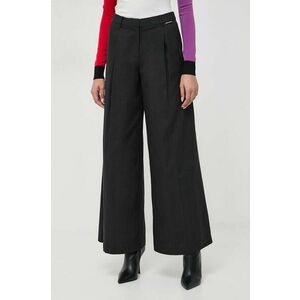 Karl Lagerfeld pantaloni femei, culoarea negru, lat, high waist imagine