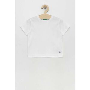 United Colors of Benetton tricou de bumbac pentru copii culoarea alb, neted imagine