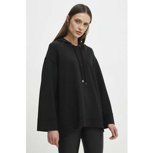 Answear Lab bluza femei, culoarea negru, cu glugă, neted imagine