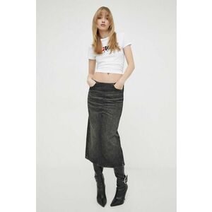 Diesel fustă din denim culoarea gri, midi, dreaptă A13089.0GHAA imagine