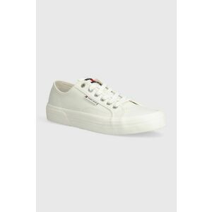 Tommy Jeans tenisi TJM LACE UP CANVAS COLOR barbati, culoarea bej, EM0EM01365 imagine