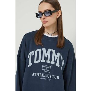 Tommy Jeans hanorac de bumbac femei, culoarea bleumarin, cu imprimeu DW0DW18144 imagine