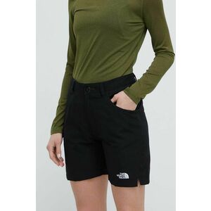 The North Face pantaloni scurți outdoor Horizon culoarea negru, neted, high waist imagine