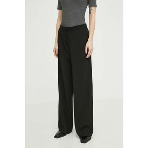 Samsoe Samsoe pantaloni femei, culoarea negru, lat, high waist imagine