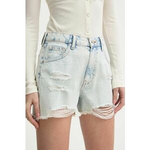 Silvian Heach pantaloni scurti jeans femei, neted, high waist imagine