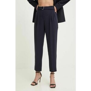 BOSS pantaloni femei, culoarea albastru marin, drept, high waist imagine