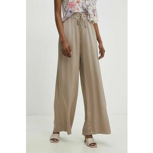 Answear Lab pantaloni femei, culoarea bej, lat, high waist imagine