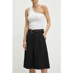 Gestuz pantaloni scurti femei, culoarea negru, neted, high waist, 10909173 imagine