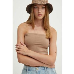 Hollister Co. top femei, culoarea maro imagine