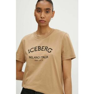 Iceberg tricou din bumbac femei, culoarea bej, F021 6325 imagine