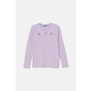 United Colors of Benetton longsleeve din bumbac pentru copii culoarea violet, 3I9WC10JR imagine