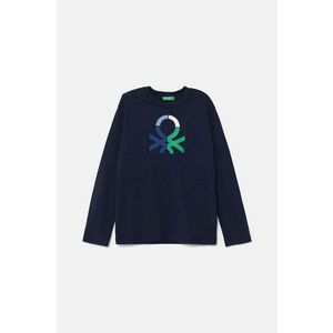 United Colors of Benetton longsleeve din bumbac pentru copii culoarea albastru marin, cu imprimeu, 3I1XC10JN imagine