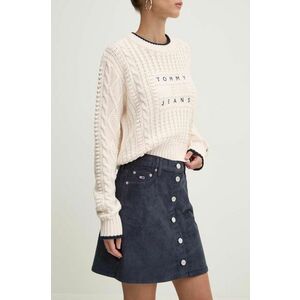 Tommy Jeans fusta din velur culoarea albastru marin, mini, evazati, DW0DW18533 imagine