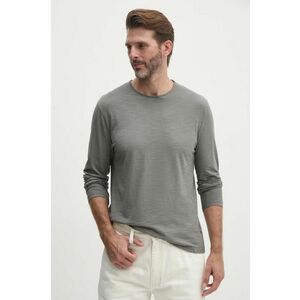 United Colors of Benetton longsleeve din bumbac culoarea gri, neted imagine